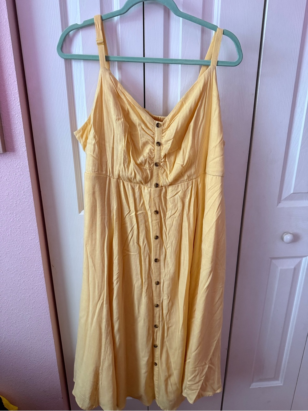 torrid Yellow Button-Front Midi Dress